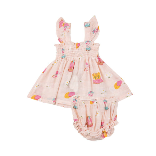 AD24 Daisy Boots Smocked Top and Diaper Cover