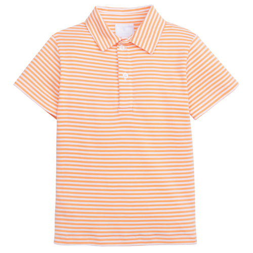 Short Sleeve Polo in Orange Stripe