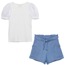 White and Chambray Short Set