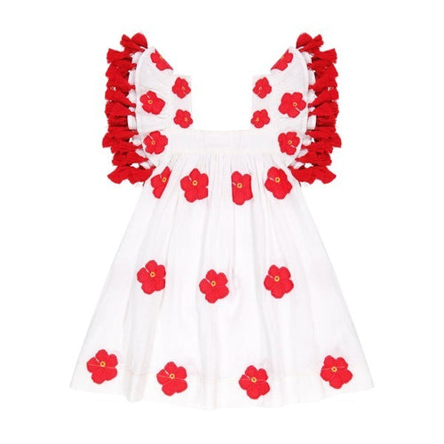 Serena Tassel Dress in Hibiscus Applique