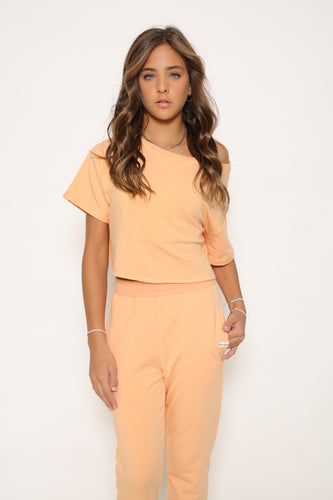 Apricot French Terry Boxy Crop