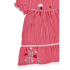 Red Check Ruffle Collar Dress