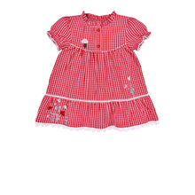 Red Check Ruffle Collar Dress