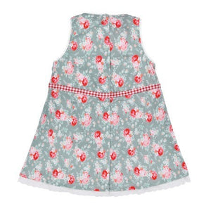 Green Floral and Red Check Dirndl