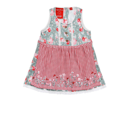 Green Floral and Red Check Dirndl