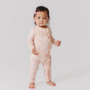 Baby Girls Ruffle Bamboo Romper - Pink Ballerinas