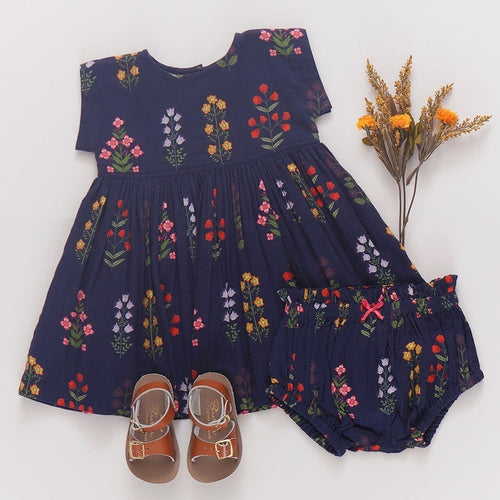 Baby Girls Marie Dress Set - Navy Field Floral