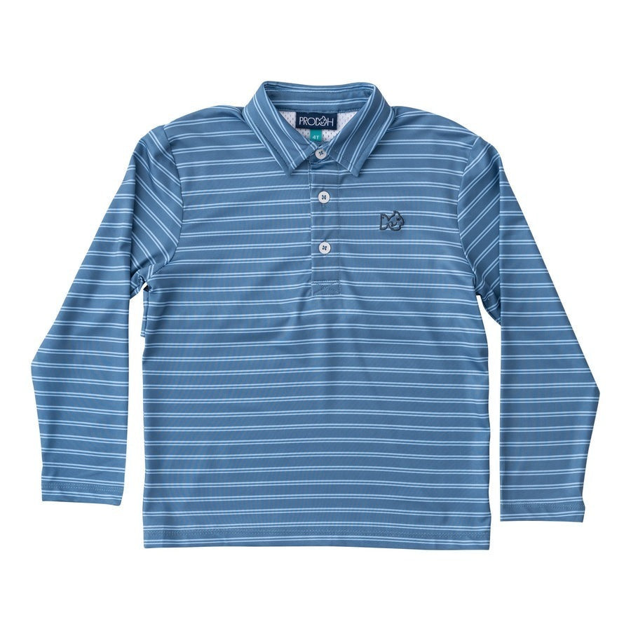 PD24 Blue Stripe LS Polo