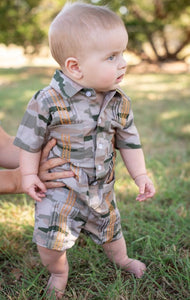 BQ25 Classic Camo Guayabera Romper