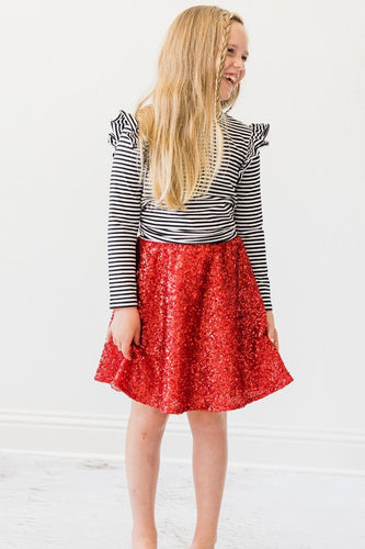 MR25 Red Sequin Twirl Skort