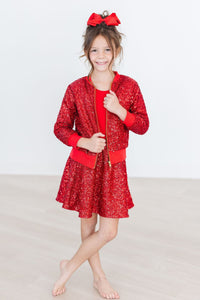 MR25 Red Sequin Twirl Skort