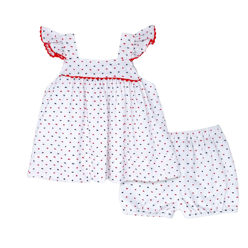 Navy and Red Swiss Dot Sally Swing Set