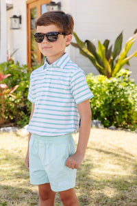 TBBC25 Prim and Proper Polo in Turks Teal Stripe