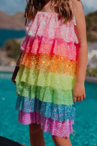 Neon Sequin Ruffle Dress