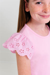 TBBC25 Ellens Eyelet Top in Pier Party Pink