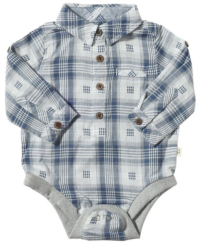 MH24 Blue Plaid Jasper Onesie