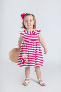 FE25 Stripe Knit Dress with Flowers