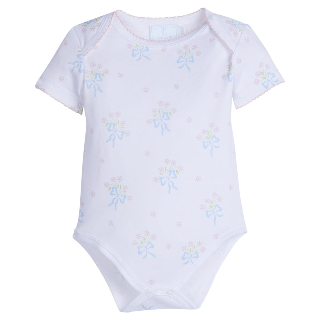 LE25 Blue Bow Bouquet Printed Onesie