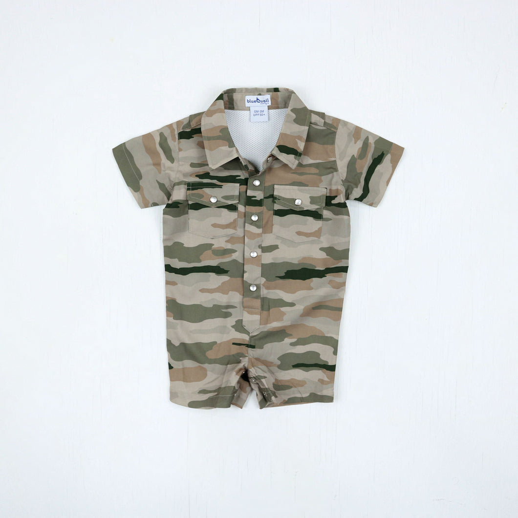 BQ25 Classic Camo Pearl Snap Romper