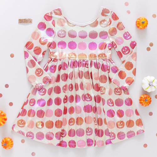 Girls Lame Steph Dress - Pumpkins