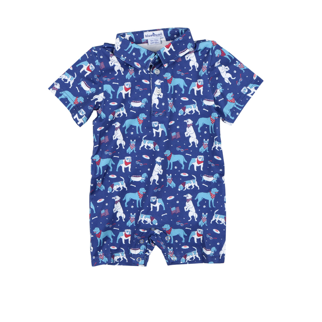 BQ25 Yankee Doodle Dogs Polo Romper