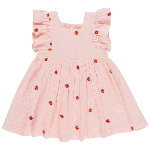 Elise Dress in Strawberry Embroidery