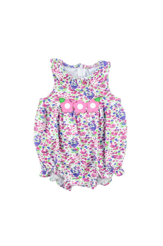 Floral Knit Romper with Applique Flowers