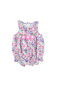 Floral Knit Romper with Applique Flowers
