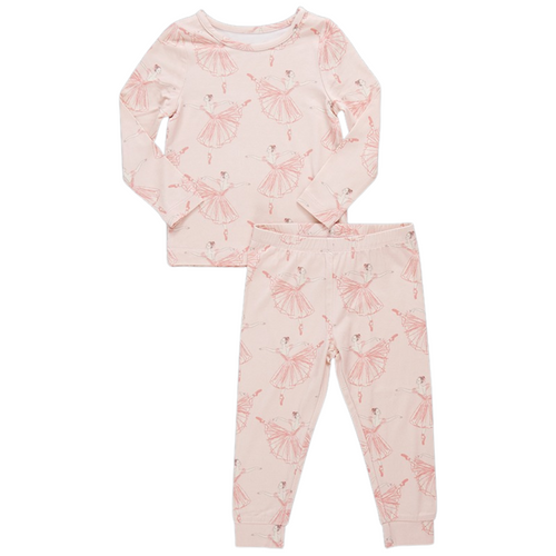 Kids Bamboo PJ Set - Pink Ballerinas