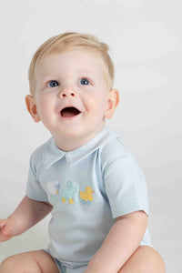 FE25 Knit Shortall With Bunny, Chick, & Lamb