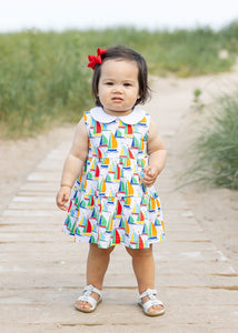 FE25 Sailboat Print Tiered Dress