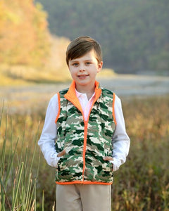 YL24 Reversible Orange Camo Vest