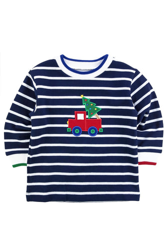 FE24 Stripe Knit Shirt With Truck & Tree