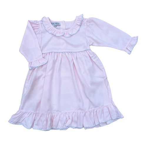 SD25 Pink Gown with Blue Picot Trim