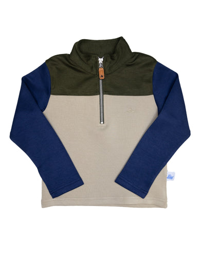 SB25 Green & Khaki Colorblock Pullover