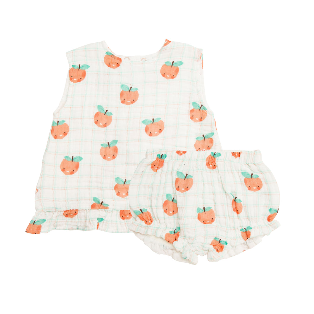 Plaid Peaches Ruffle Top and Bloomer Set