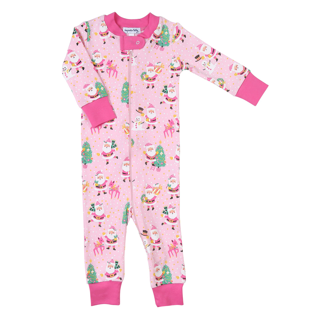 Jolly Santa Zipped PJs - Pink