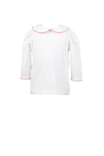 White Knit 3/4 Shirt - Pink Trim
