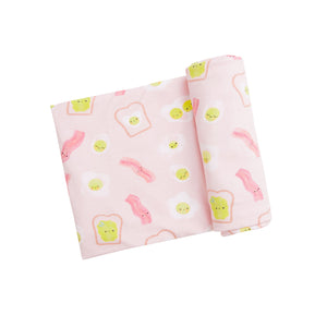 Pink Bacon and Eggs Swaddle Blanket