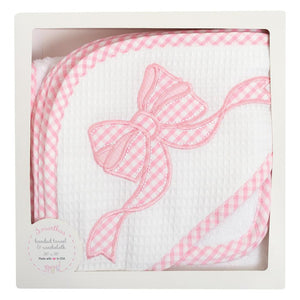Pink Bow Hooded Towel and Washcloth Set