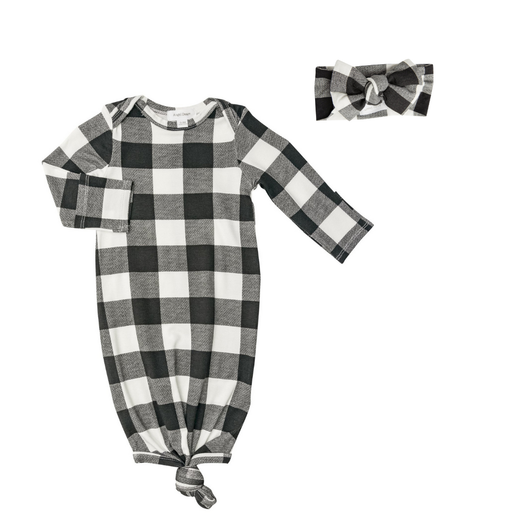 Buffalo Check Gown and Headwrap Set