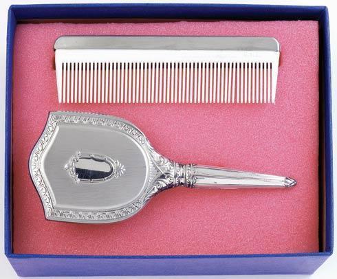 Pewter Girl's Embossed Brush & Comb Gift Set