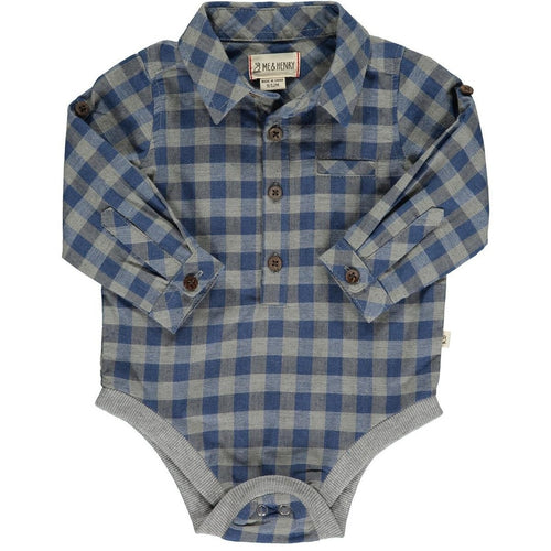 Grey and Blue Plaid Jasper Onesie