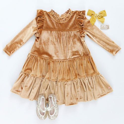 Gold Velour Kalani Dress