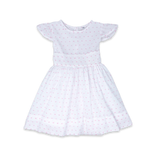 Blissful Band Dress in White and Pink Swiss Dot