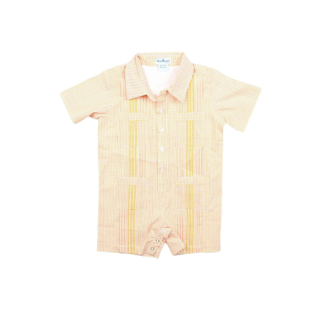 BQ24 Pink and Citrus Check Guayabera Romper