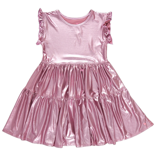 Girls Lame Polly Dress in Light Pink