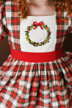 Tartan Plaid Embroidered Wreath Dress
