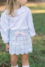 Scarlett Scalloped Blouse with Pink Piping