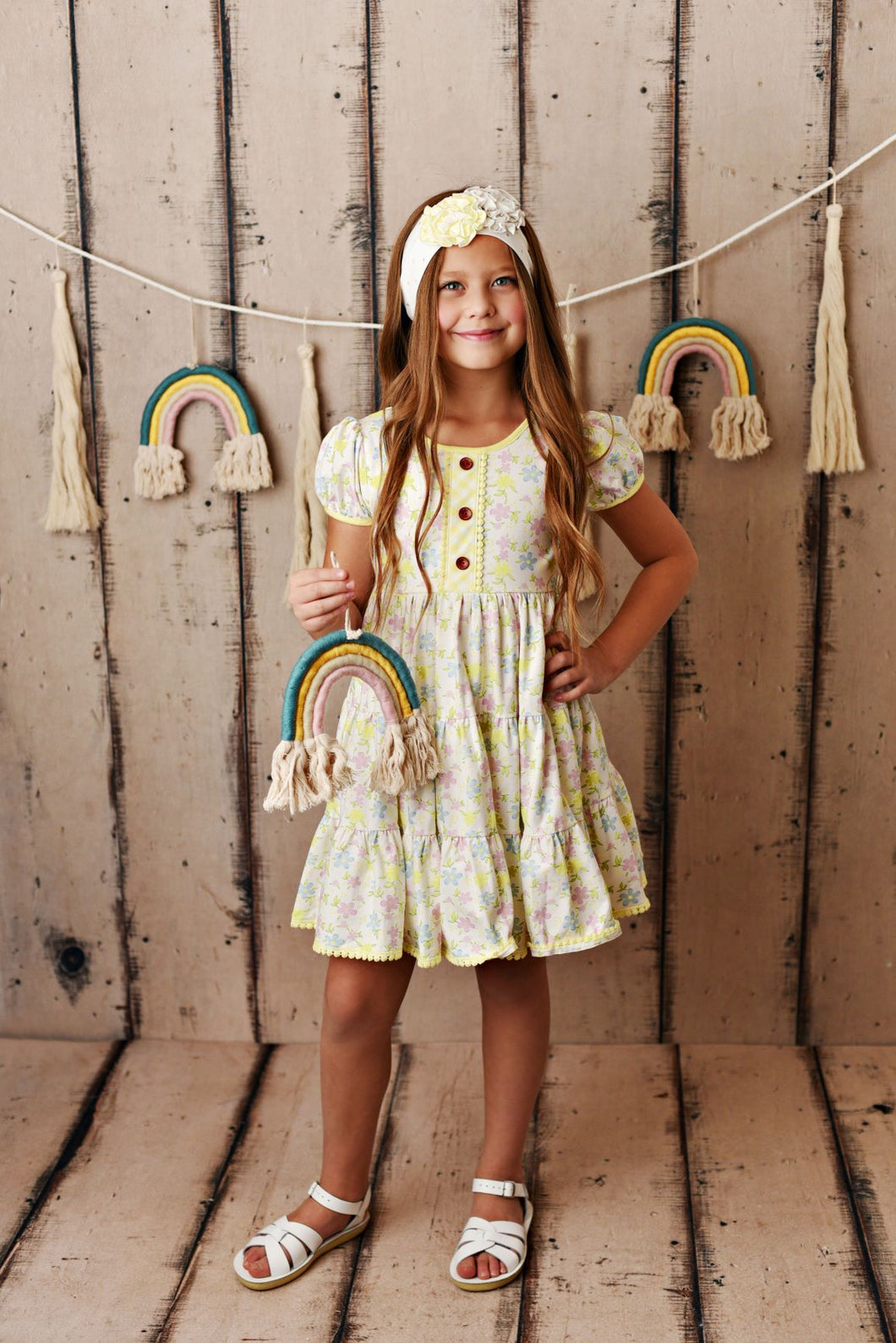 Yellow Floral Dainty Tier Dress